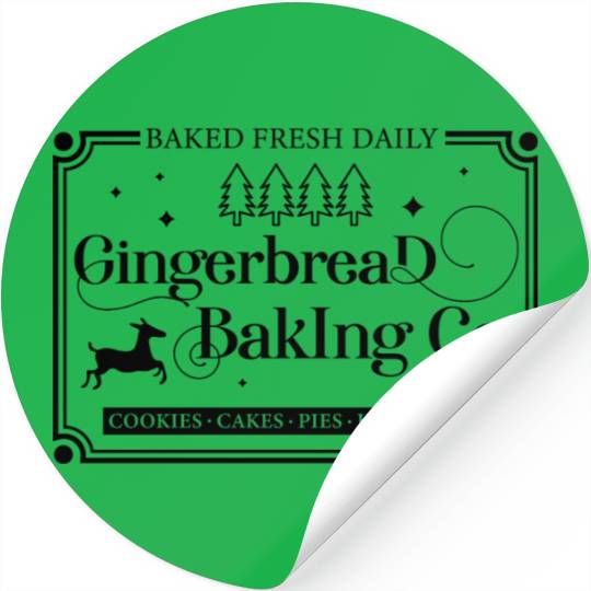 Ginger Baking Reindeer Christmas Tree Gift Ideas Stickers