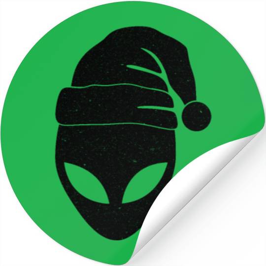 Santa Alien Black Stickers
