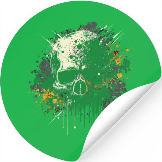 Ink Splatter Skull Stickers