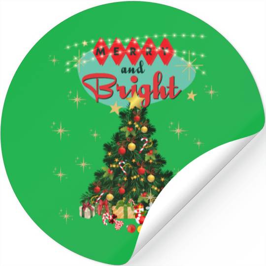 Merry and Bright Retro Christmas Stickers