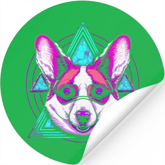 Geometric Corgi Stickers