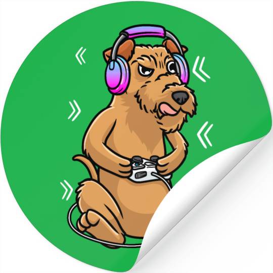 Irish Terrier Dog Gamer Video Game Gaming Irish Stickers