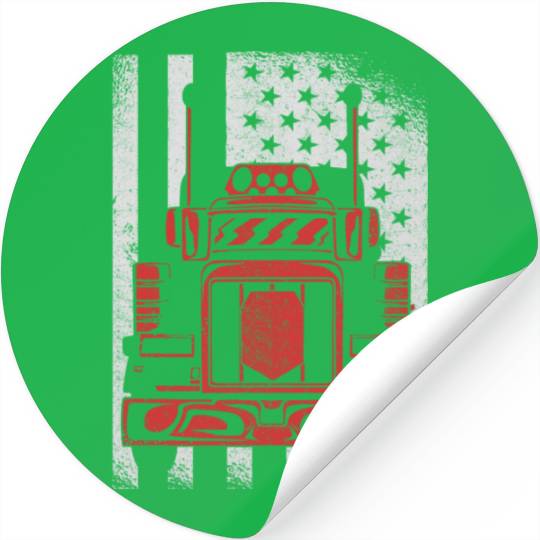 Truck Driver US FLAG, Truck, Trucker Dad Stickers