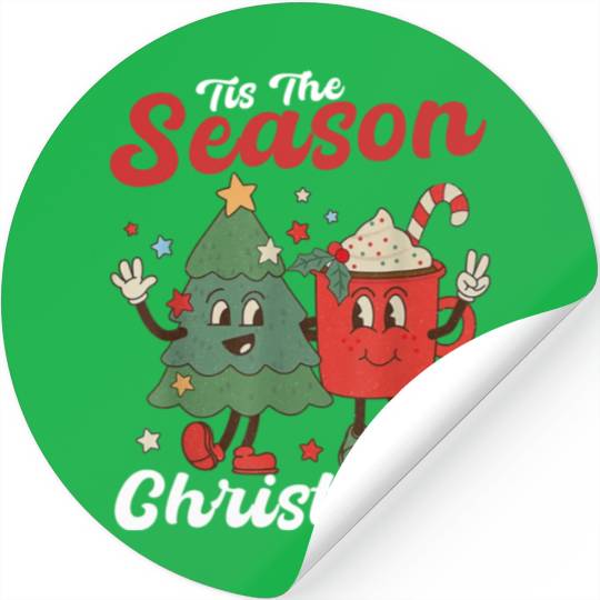 Tis The Season Christmas Tree Coffee Latte Stickers