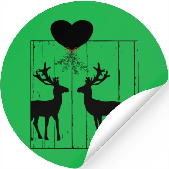Reindeer love under a mistletoe Stickers