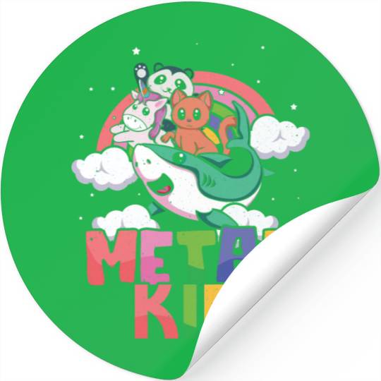 Shark Unicorn Panda Cat Love Music Rock Metal Kid Stickers