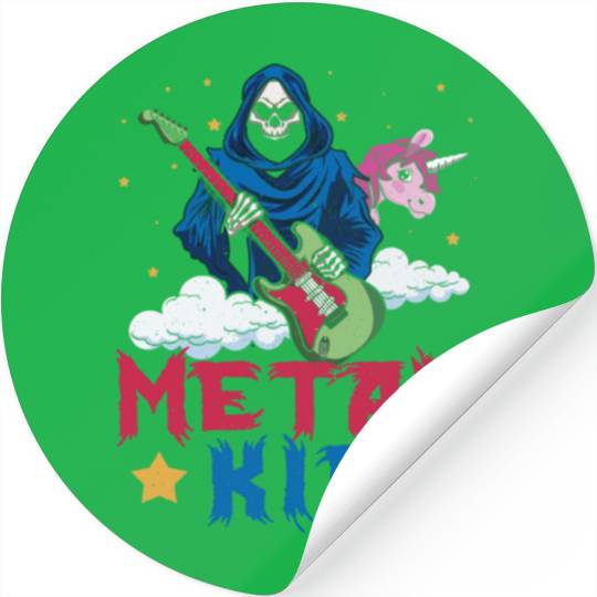 Grim Bone Unicorn Rainbow Metal Rock Metal Kid Stickers
