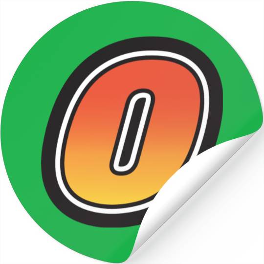 Number Zero 0 Gradient Yellow Orange 3 Stroke Stickers