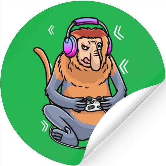 Proboscis Monkey Video Game Gaming Gamer Stickers