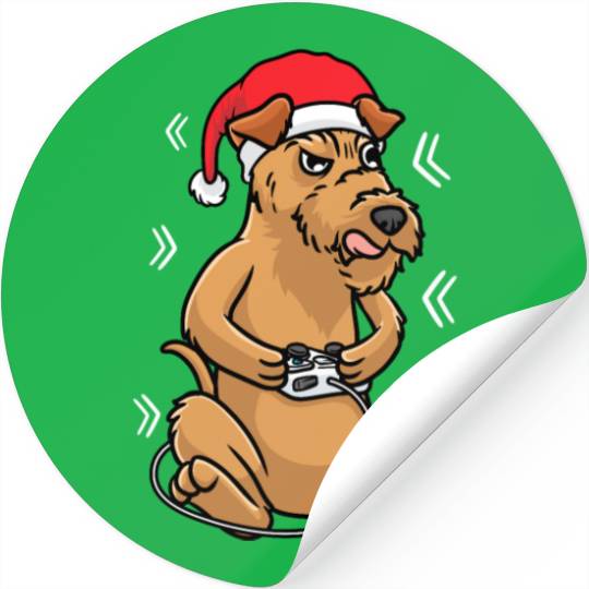 Christmas Irish Terrier Dog Video Game Gamer Stickers