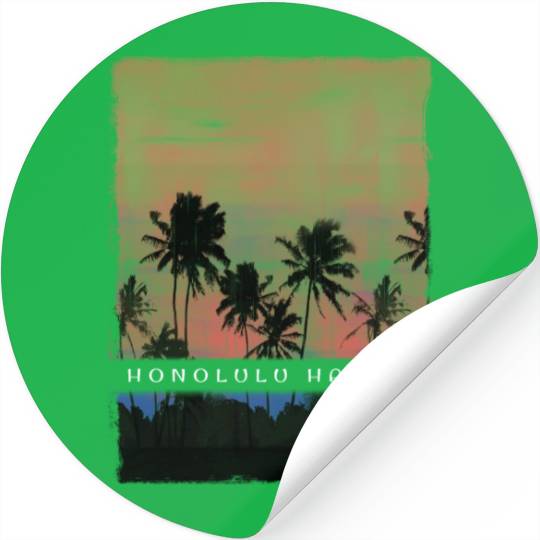 Honolulu Oahu Hawaii Vacation Souvenir Palm Tree Stickers