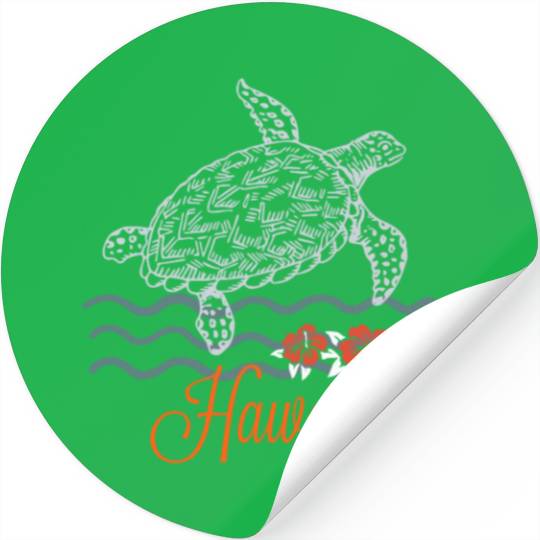 Hawaii Sea Turtle Hibiscus Flowers Souvenir Stickers