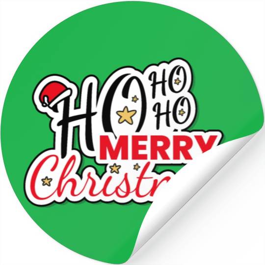 Ho HO HO Merry Christmas Santa Text Design Stickers
