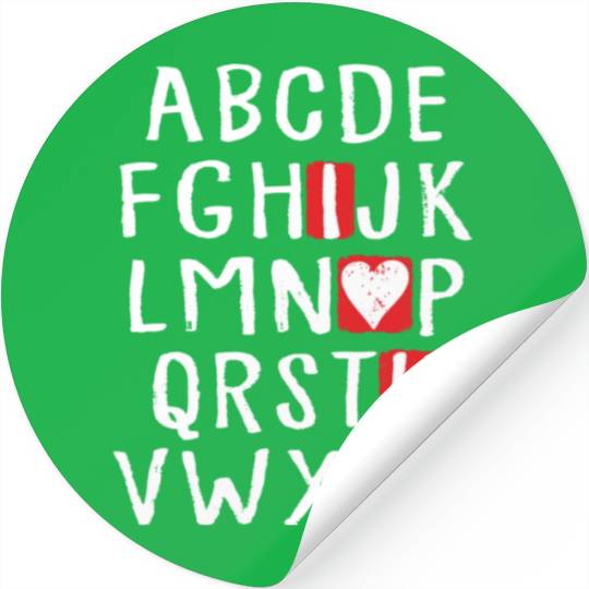 I Love You ABC Alphabet English Teacher Valentines Stickers