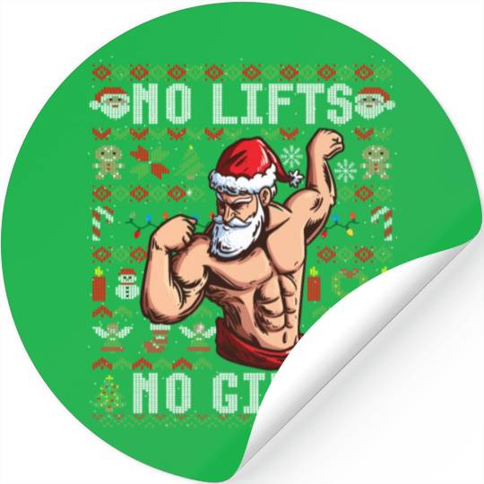 Funny No Lifts No Gifts Ugly Christmas Workout Stickers
