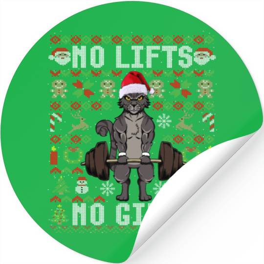 Funny No Lifts No Gifts Ugly Christmas Workout Stickers