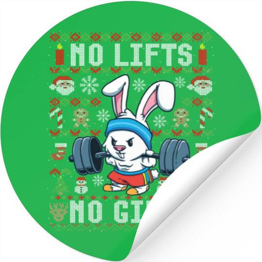 Funny No Lifts No Gifts Ugly Christmas Workout Stickers