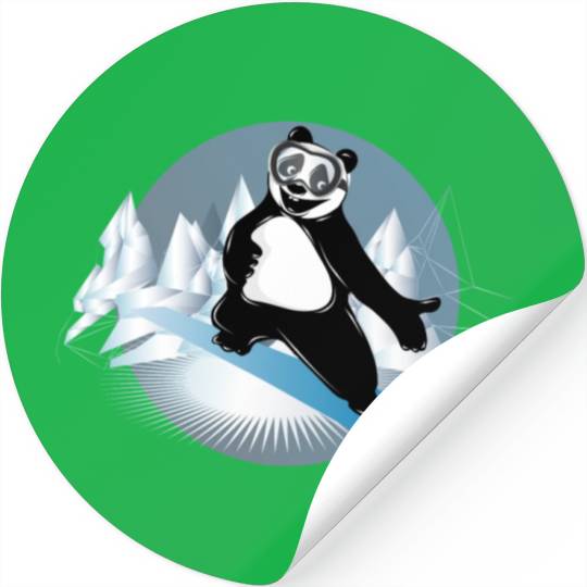 cool panda bear is snowboarding in the mountains Stickers