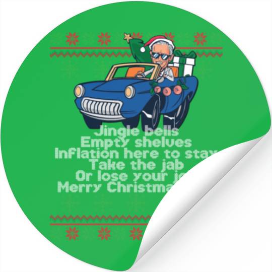 Jingle Bells Empty Shelves Inflation Here Funny Ch Stickers