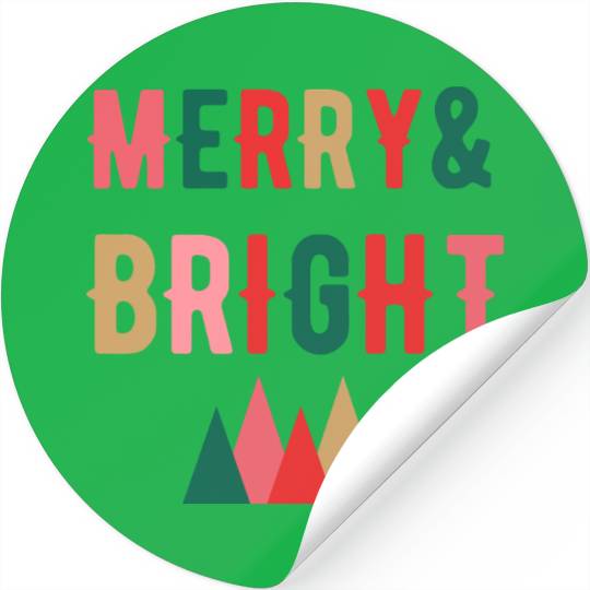 Merry and Bright Christmas tree Stickers