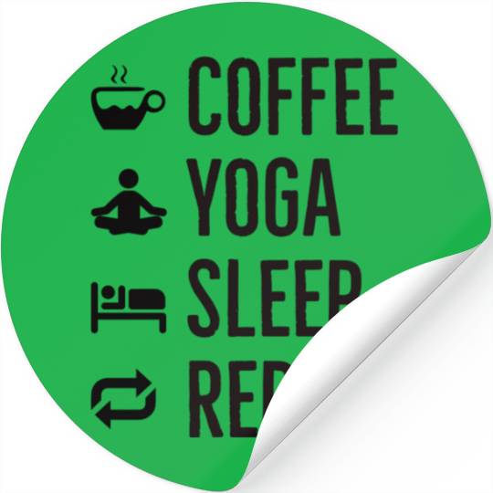 Coffee Yoga Sleep Repeat Stickers