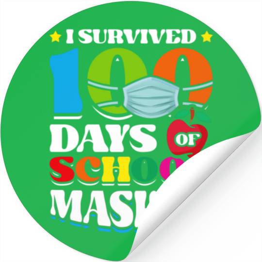 I Survived 100 Days Of School Masked Pupils Home Stickers