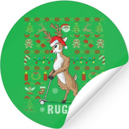 Golf Reindeer Pun Golfer Ugly Christmas Golfing Stickers