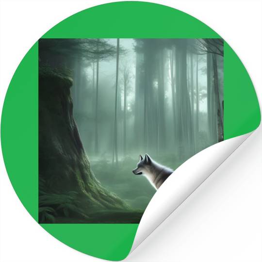 White wolf in the forest Stickers