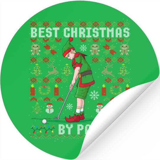 Golf Elf Pun Golfer Ugly Christmas Golfing Stickers