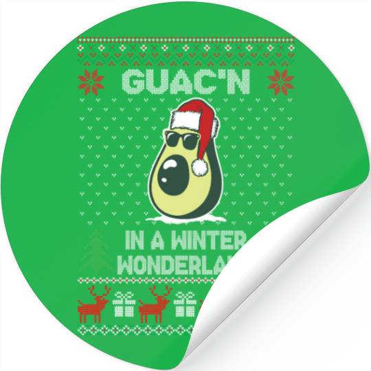 Guac'n In A Winter Wonderland Funny Christmas Stickers