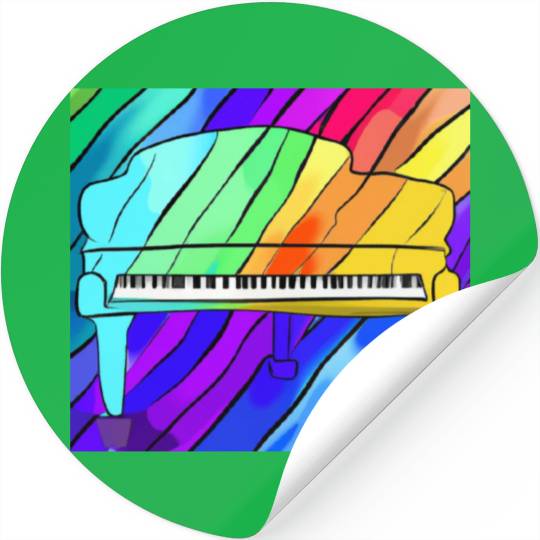 piano in front of a colorful rainbow Stickers