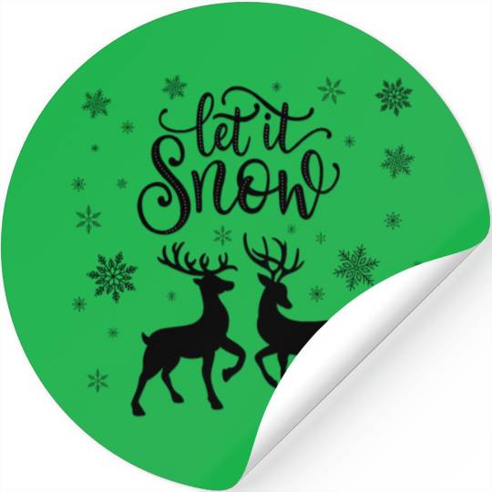 Let it snow with deer and snowflakes Stickers