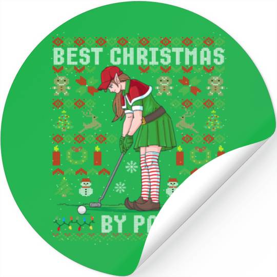 Golf Elf Pun Golfer Ugly Christmas Golfing Stickers