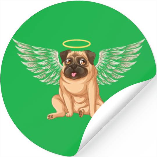 Angel pug dog Stickers