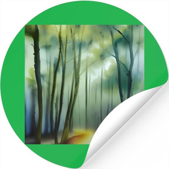 Fog in the water color forest Stickers