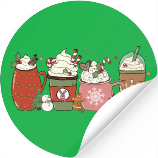 Hot Chocolate Cup Peppermint Mocha Stickers