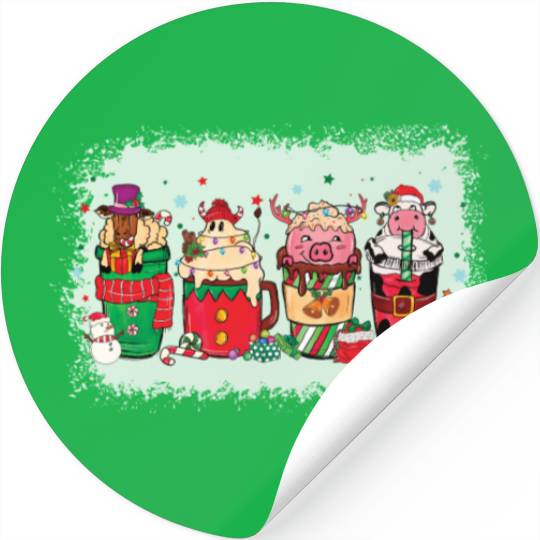 Christmas Coffee Cup Bleached Stickers