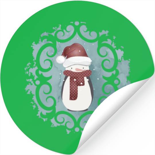 Snowman in Santa Claus look in winter Stickers