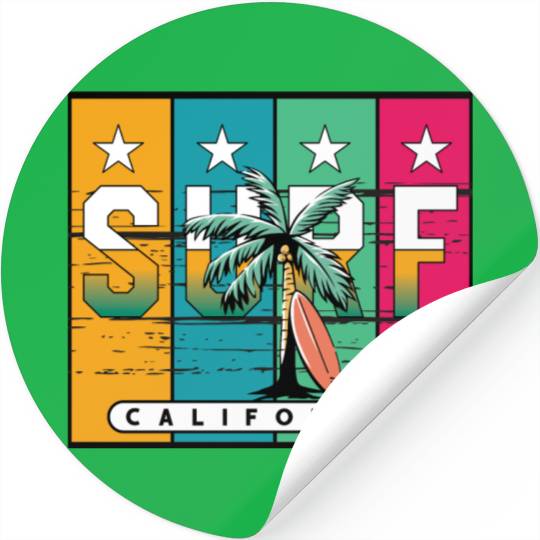 Surfing Cali Beaches Surf California Palm Tree Stickers