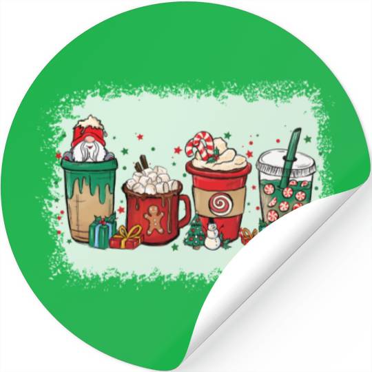 Christmas Coffee Cup Bleached Stickers