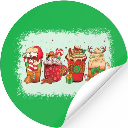 Christmas Coffee Cup Bleached Stickers