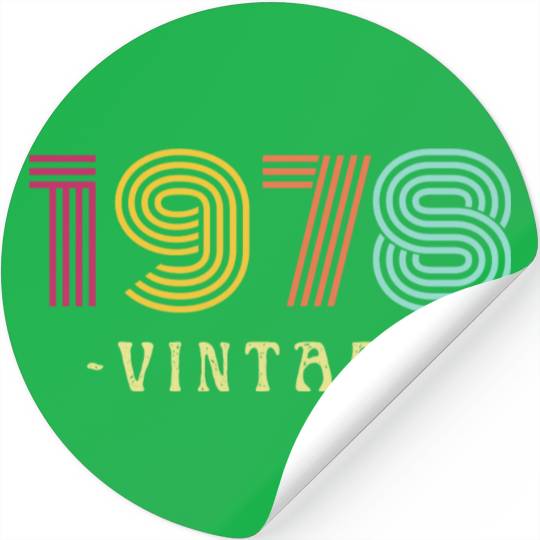 Neon Rainbow Retro Birthday Year Vintage 1978 Stickers