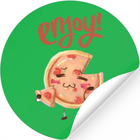 Enjoy funny pizza sticker , stimulate , pastries Stickers