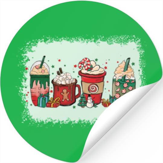 Christmas Coffee Cup Bleached Stickers