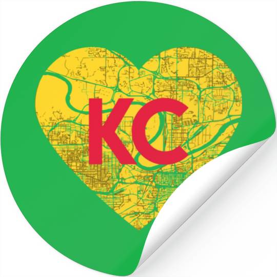 I Love Kansas City Football Kc Heart Map Stickers