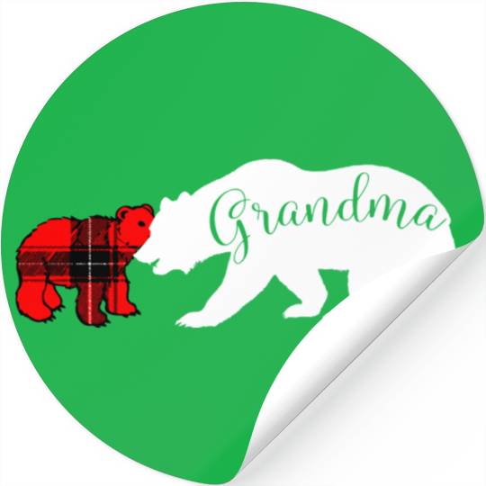 Grandma Bear Red Plaid Cub Mom Christmas Ladies Stickers