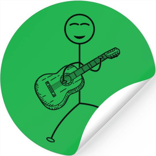 Funny Guitar Player Stick Figure Stickers