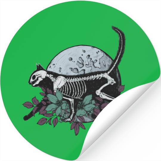 Cat And The Moon Stickers