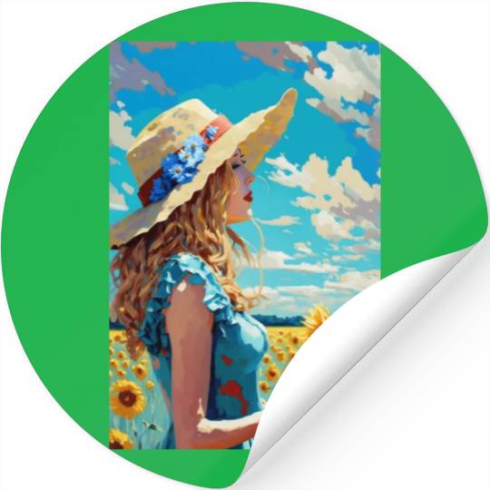Sunflower girl summer Stickers