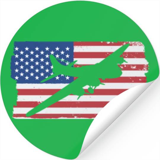 B-17 Flying Fortress Airplane American Flag WW2 Stickers